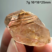 Load image into Gallery viewer, Natural Brazil Gold Rutilated Quartz Hair Crystal and specular hematite symbiosis Mineral Specimen