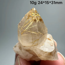 Load image into Gallery viewer, 1PC Natural Brazilian Gold Rutilated Quartz Crystal and Hematite Symbiosis Mineral Specimen Home Decor