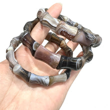 Load image into Gallery viewer, Natural Persian Gulf Agate Bracelet – Striped Gemstone Beaded Stretch Jewelry for Men &amp; Women