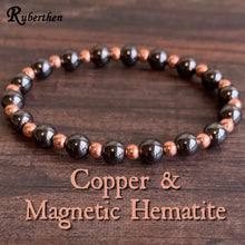 Load image into Gallery viewer, Pure Copper &amp; Magnetic Hematite Women`s Spiritual Energy Bracelet