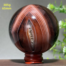 Load image into Gallery viewer, Natural Striped Agate Crystal Sphere – Quartz Mineral Specimen for Collection, Meditation &amp; Home Decor