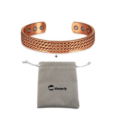 Load image into Gallery viewer, Twisted Pure Copper Bracelet for Men Women Magnetic Therapy Adjustable 12mm Wide for Healing Energy