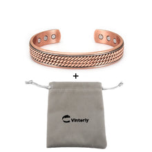 Load image into Gallery viewer, Twisted Pure Copper Bracelet for Men Women Magnetic Therapy Adjustable 12mm Wide for Healing Energy