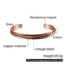 Load image into Gallery viewer, Copper Bracelet Unisex Magnetic Twisted 8.4mm Adjustable