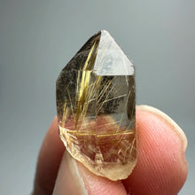 Load image into Gallery viewer, 1PC Natural Brazilian Gold Rutilated Quartz Crystal and Hematite Symbiosis Mineral Specimen Home Decor