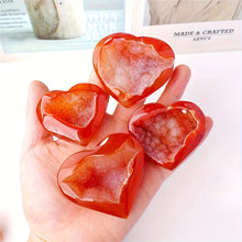 Load image into Gallery viewer, 1PC Carnelian Crystal Heart Red Agate Geode Cluster