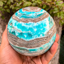 Load image into Gallery viewer, Azure-Hued Hemimorphite Sphere Sleek Mirror-Finish Home Decor