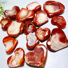 Load image into Gallery viewer, 1PC Carnelian Crystal Heart Red Agate Geode Cluster