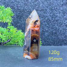 Load image into Gallery viewer, Natural Black Agate and Red Agate Striped Mineral Obelisk for Healing