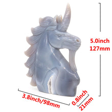 Load image into Gallery viewer, 5" Natural Unicorn Statue Crazy Agate Geode Crystal Carving Home Decor