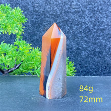 Load image into Gallery viewer, Natural Black Agate and Red Agate Striped Mineral Obelisk for Healing