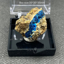 Load image into Gallery viewer, Natural Blue Stibiconite Mineral Specimen – Rare Crystal Gemstone Collection with Display Box