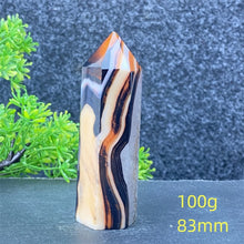 Load image into Gallery viewer, Natural Black Agate and Red Agate Striped Mineral Obelisk for Healing