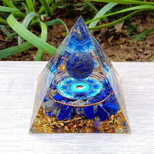 Load image into Gallery viewer, Orgone Energy Pyramid Featuring Lapis Lazuli Sphere