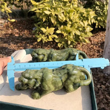 Load image into Gallery viewer, 15cm Ophiolite Green Jade Tiger Statue Carving