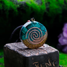 Load image into Gallery viewer, Natural Malachite Orgone Pendant Necklace Handmade Resin with Copper Coil for Energy Healing