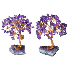 Load image into Gallery viewer, Amethyst Healing Crystal Tree Wrapped with Wire on Natural Crystal Gravel with Base Stone