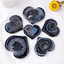 Load image into Gallery viewer, 1PC Natural Black Agate Heart Geode Carving for Healing