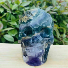 Load image into Gallery viewer, Natural Fluorite Crystal Skull Carving