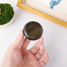 Load image into Gallery viewer, 1PC Natural Golden Obsidian Worry Stone Polished Round Palm Gem for Anxiety Relief &amp; Chakra Healing Pocket-Sized Stress Reliever
