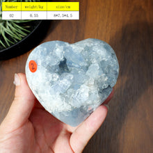 Load image into Gallery viewer, 1PC High Quality Natural Blue Celestite Heart Cluster Raw Geode for Meditation
