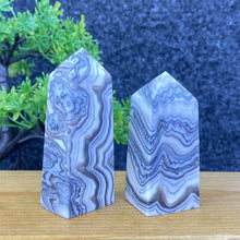 Load image into Gallery viewer, Rare Natural Striped Calcite And Agate Symbiont Crystal Obelisk