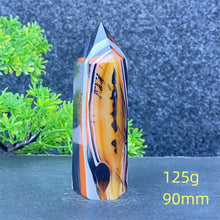 Load image into Gallery viewer, Natural Black Agate and Red Agate Striped Mineral Obelisk for Healing