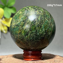 Load image into Gallery viewer, Natural Emerald Crystal Sphere – Quartz Mineral Ball with Base for Home Decor, Meditation &amp; Collection