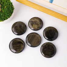 Load image into Gallery viewer, 1PC Natural Golden Obsidian Worry Stone Polished Round Palm Gem for Anxiety Relief &amp; Chakra Healing Pocket-Sized Stress Reliever