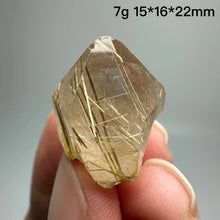 Load image into Gallery viewer, 1PC Natural Brazilian Gold Rutilated Quartz Crystal and Hematite Symbiosis Mineral Specimen Home Decor