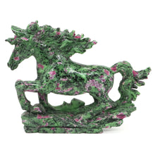 Load image into Gallery viewer, 9.3" Horse Natural Ruby Zoisite Crystal Carving Home Decor