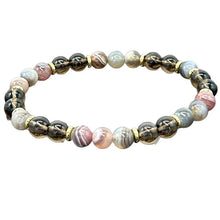 Load image into Gallery viewer, Botswana Agate &amp; Smoky Quartz Bracelet – Natural Gemstone Beaded Jewelry for Men &amp; Women