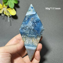 Load image into Gallery viewer, Natural Blue Agate Diamond Shaped Polished Mineral Specimen Home Decor