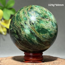 Load image into Gallery viewer, Natural Emerald Crystal Sphere – Quartz Mineral Ball with Base for Home Decor, Meditation &amp; Collection
