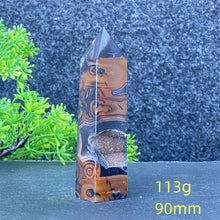 Load image into Gallery viewer, Natural Black Agate and Red Agate Striped Mineral Obelisk for Healing