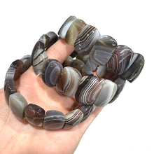 Load image into Gallery viewer, Natural Persian Gulf Agate Bracelet – Striped Gemstone Beaded Stretch Jewelry for Men &amp; Women