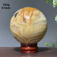Load image into Gallery viewer, Natural Crazy Agate Crystal Sphere – Gemstone Meditation Ball with Display Base for Collection &amp; Home Decor