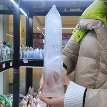 Load image into Gallery viewer, 1PC 2.5kg Natural White Quartz Large Obelisk for Healing
