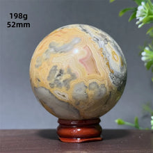 Load image into Gallery viewer, Natural Crazy Agate Crystal Sphere – Gemstone Meditation Ball with Display Base for Collection &amp; Home Decor