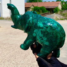 Load image into Gallery viewer, Natural Malachite Carved Crystal Elephant For Healing Wealth Abundance