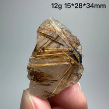 Load image into Gallery viewer, 1PC Natural Brazilian Gold Rutilated Quartz Crystal and Hematite Symbiosis Mineral Specimen Home Decor