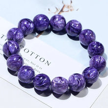 Load image into Gallery viewer, Natural Charoite &amp; Amethyst Beads Bracelet – Women’s Crystal Jewelry – Elastic Single Circle Rope – Fashion &amp; Healing Gift