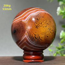 Load image into Gallery viewer, Natural Striped Agate Crystal Sphere – Quartz Mineral Specimen for Collection, Meditation &amp; Home Decor