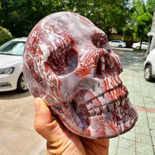 Load image into Gallery viewer, Natural Red-Textured Agate Polished Skull Carving