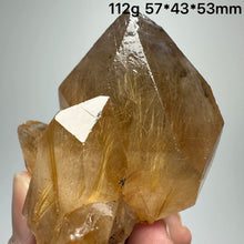 Load image into Gallery viewer, 1PC Natural Brazilian Gold Rutilated Quartz Crystal and Hematite Symbiosis Mineral Specimen Home Decor