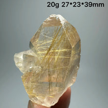 Load image into Gallery viewer, 1PC Natural Brazilian Gold Rutilated Quartz Crystal and Hematite Symbiosis Mineral Specimen Home Decor