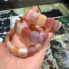 Load image into Gallery viewer, Natural Persian Gulf Agate Bracelet – Striped Gemstone Beaded Stretch Jewelry for Men &amp; Women