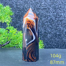 Load image into Gallery viewer, Natural Black Agate and Red Agate Striped Mineral Obelisk for Healing
