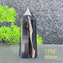 Load image into Gallery viewer, Natural Black Agate and Red Agate Striped Mineral Obelisk for Healing