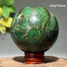 Load image into Gallery viewer, Natural Emerald Crystal Sphere – Quartz Mineral Ball with Base for Home Decor, Meditation &amp; Collection